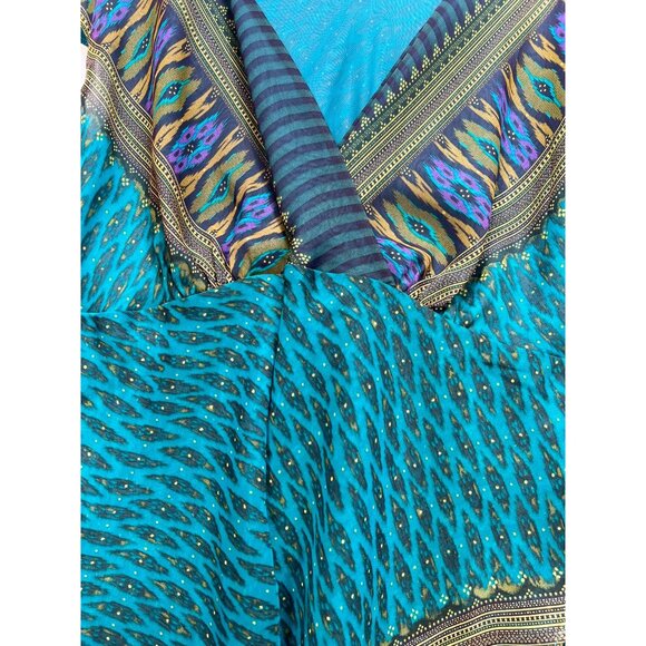 Lane Bryant Womens Dressy Mini DressSize 18/20 Turquoise Green Wrap Neck Stretch - Picture 6 of 11